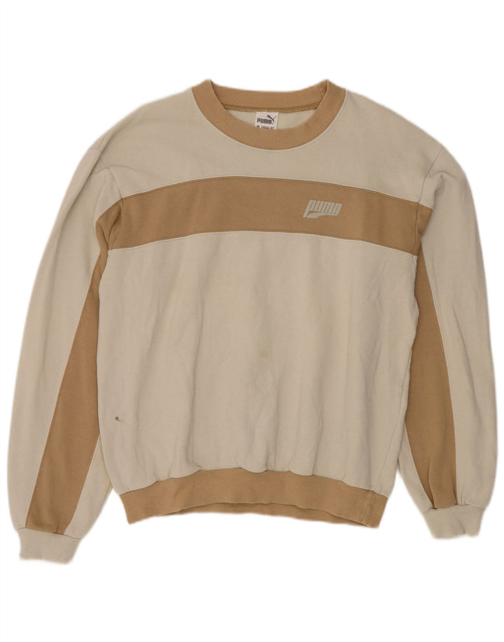PUMA Felpa da uomo Maglione Large White Colourblock in cotone