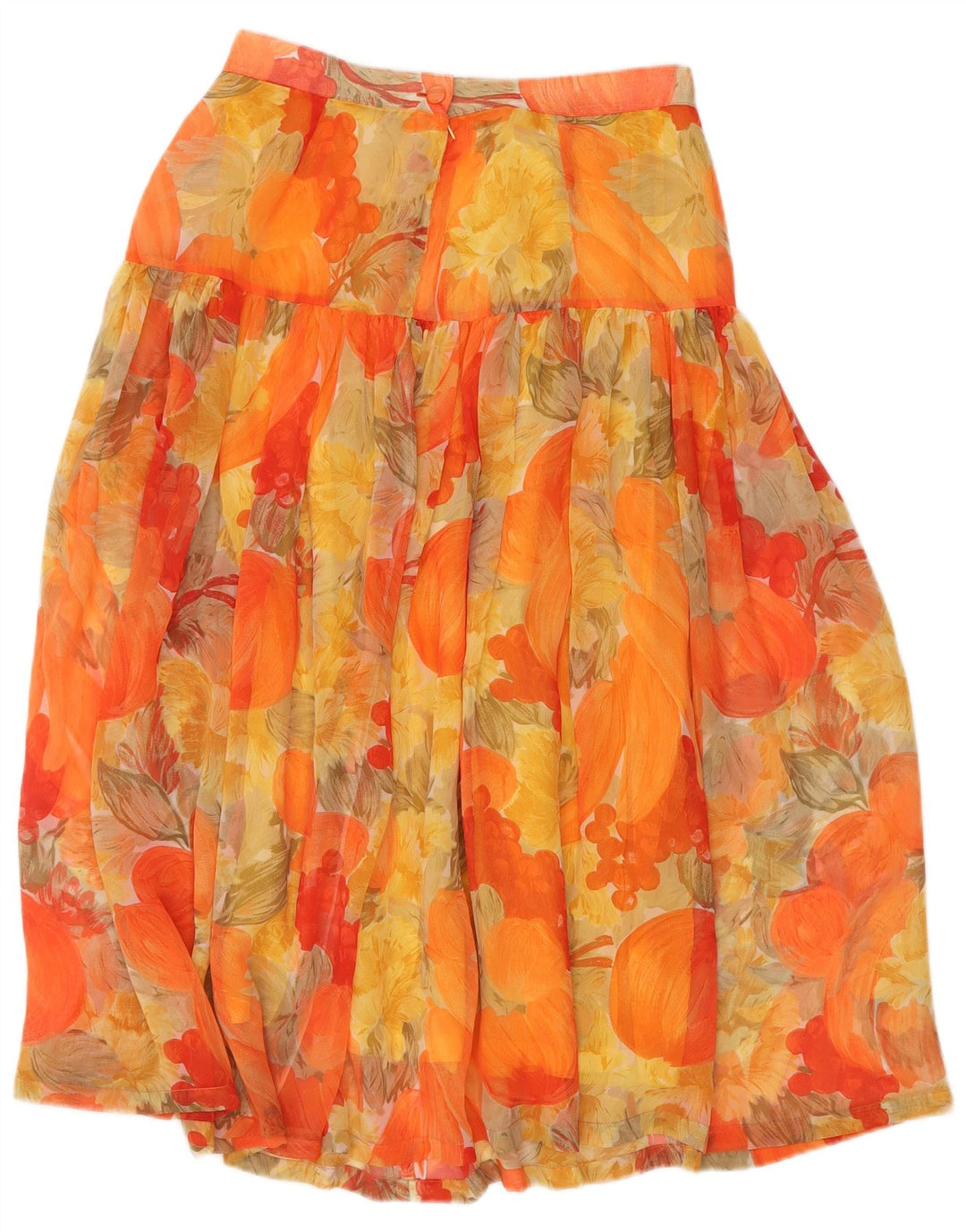 Gonna a trapezio da donna vintage W30 floreale arancione medio