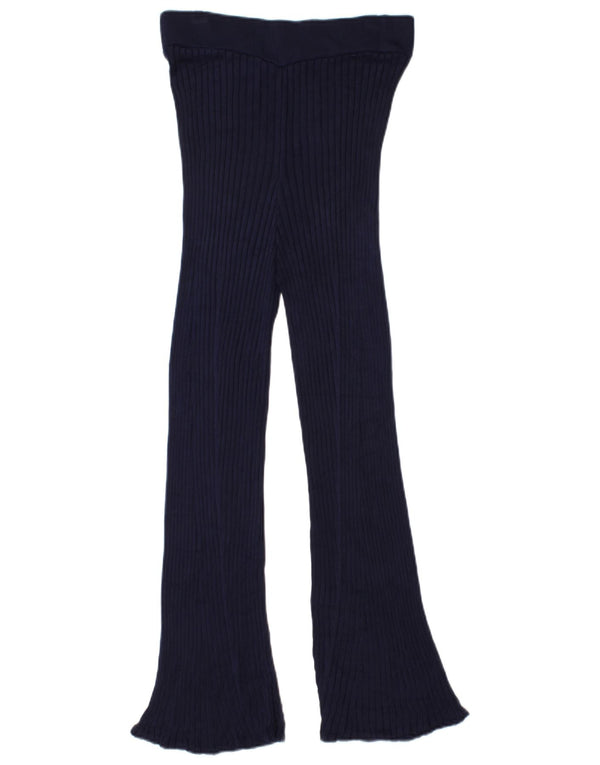 Pantaloni casual svasati a vita alta da donna Zara UK 12 medi W28 L24 blu navy