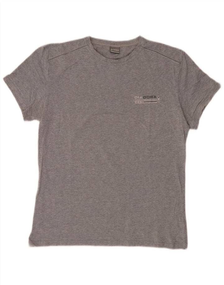 T-shirt Diadora Uomo Top Grigio Medio Cotone Puntinato