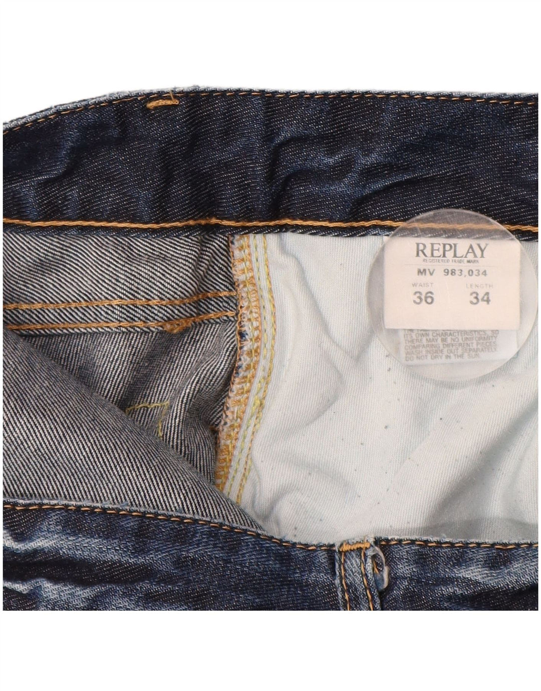 REPLAY Jeans Bootcut da Uomo W36 L34 Cotone Blu Navy