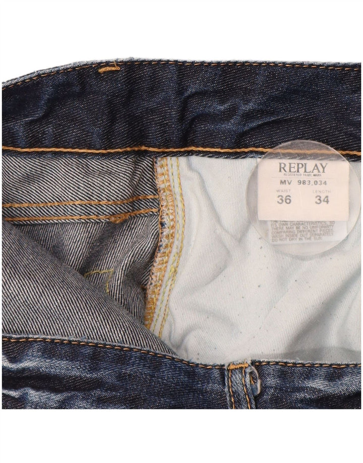 REPLAY Jeans Bootcut da Uomo W36 L34 Cotone Blu Navy