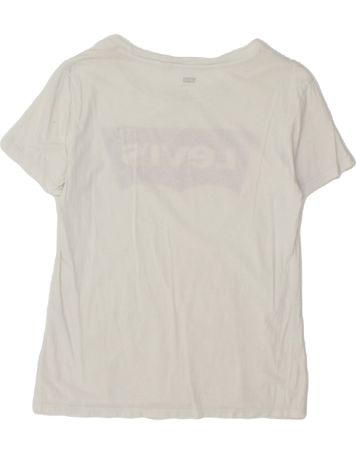 LEVI'S Womens Graphic T-Shirt Top UK 10 Small White Vintage Levi's and Second-Hand Levi's from Messina Hembry 