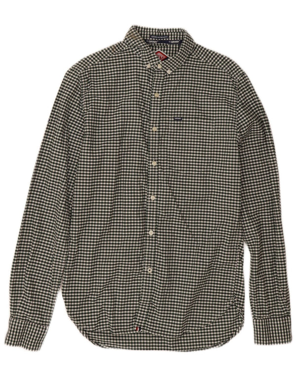 Camicia da uomo Superdry Small in cotone a quadretti verde