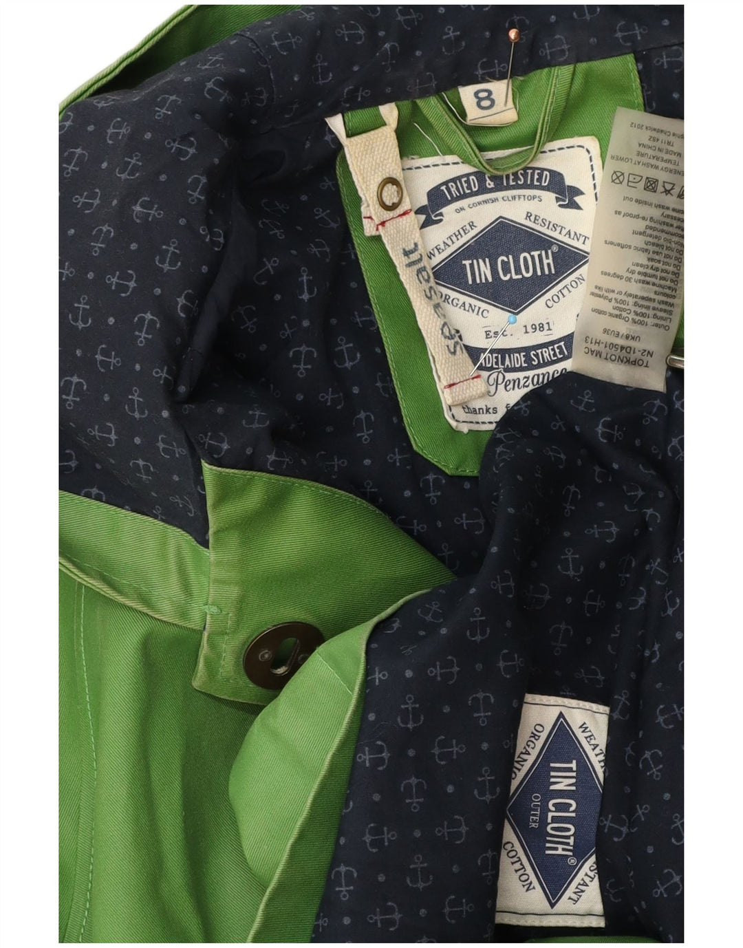Giacca impermeabile con cappuccio da donna Seasalt Cornwall UK 8 Small Cotone verde