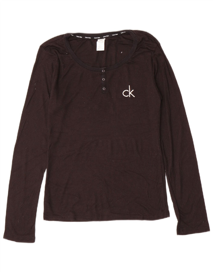 CALVIN KLEIN Top da donna a maniche lunghe UK 10 Small Marrone