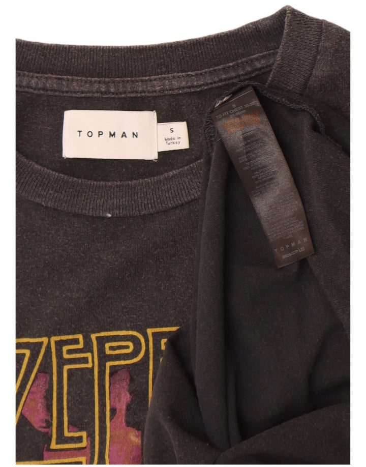 T-shirt grafica da uomo Topman Top piccola in cotone grigio