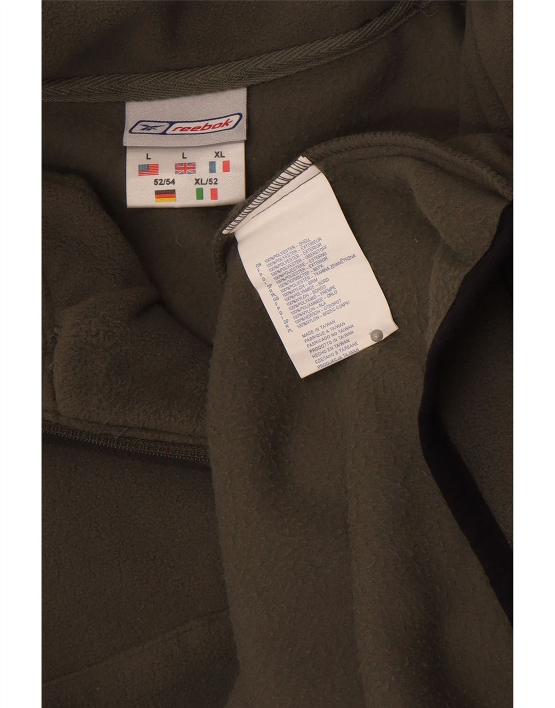 Maglione in pile Reebok da uomo con zip e collo, grande, in poliestere kaki