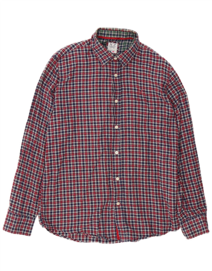 Crew Clothing Camicia da uomo in flanella dalla vestibilità classica, in cotone a quadri grigio medio