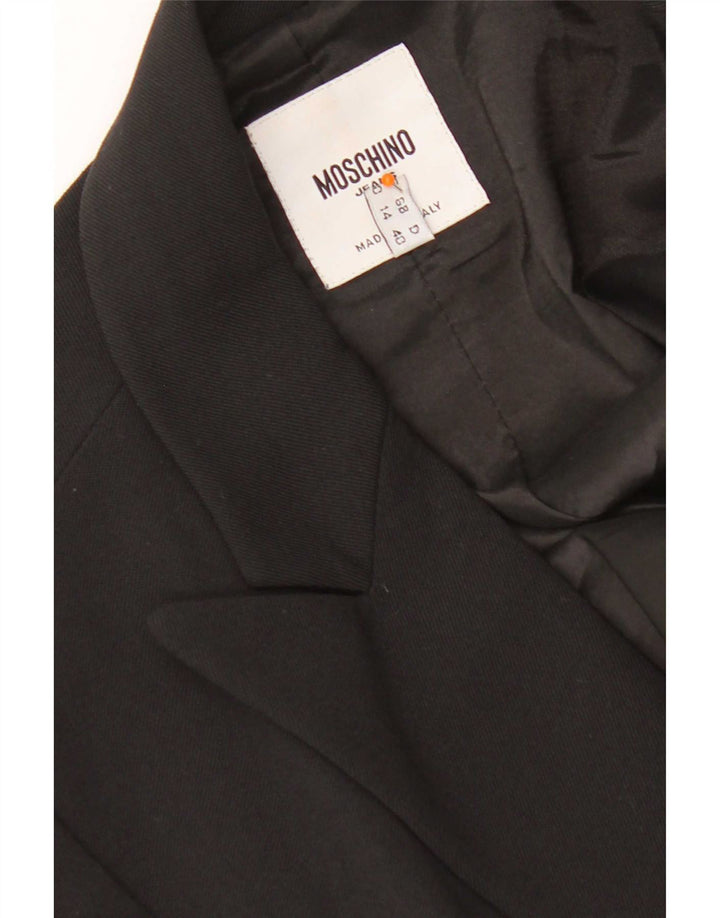 Giacca blazer da donna a 1 bottone Moschino UK 14 poliestere nero medio