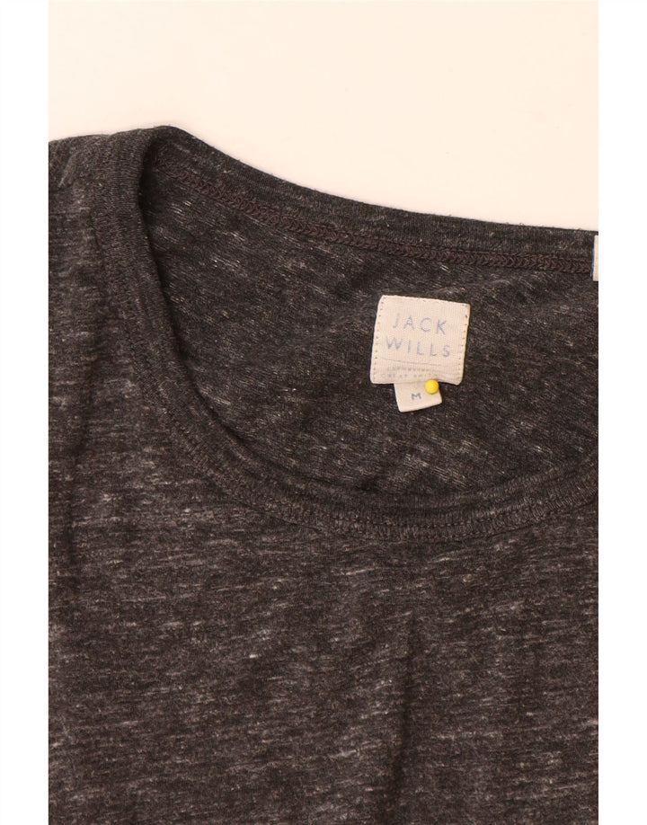 Jack Wills Top da uomo a maniche lunghe in cotone screziato grigio medio