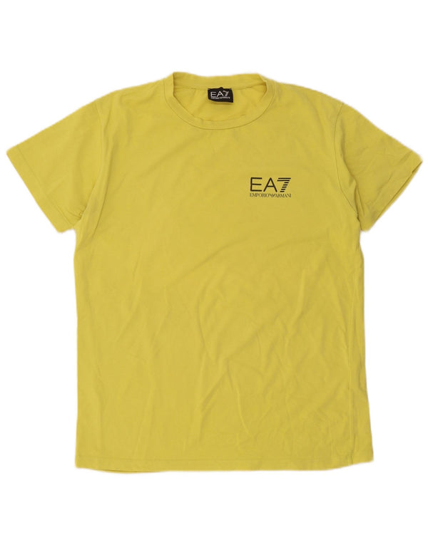T-shirt grafica da donna Emporio Armani Top UK 14 grande cotone giallo