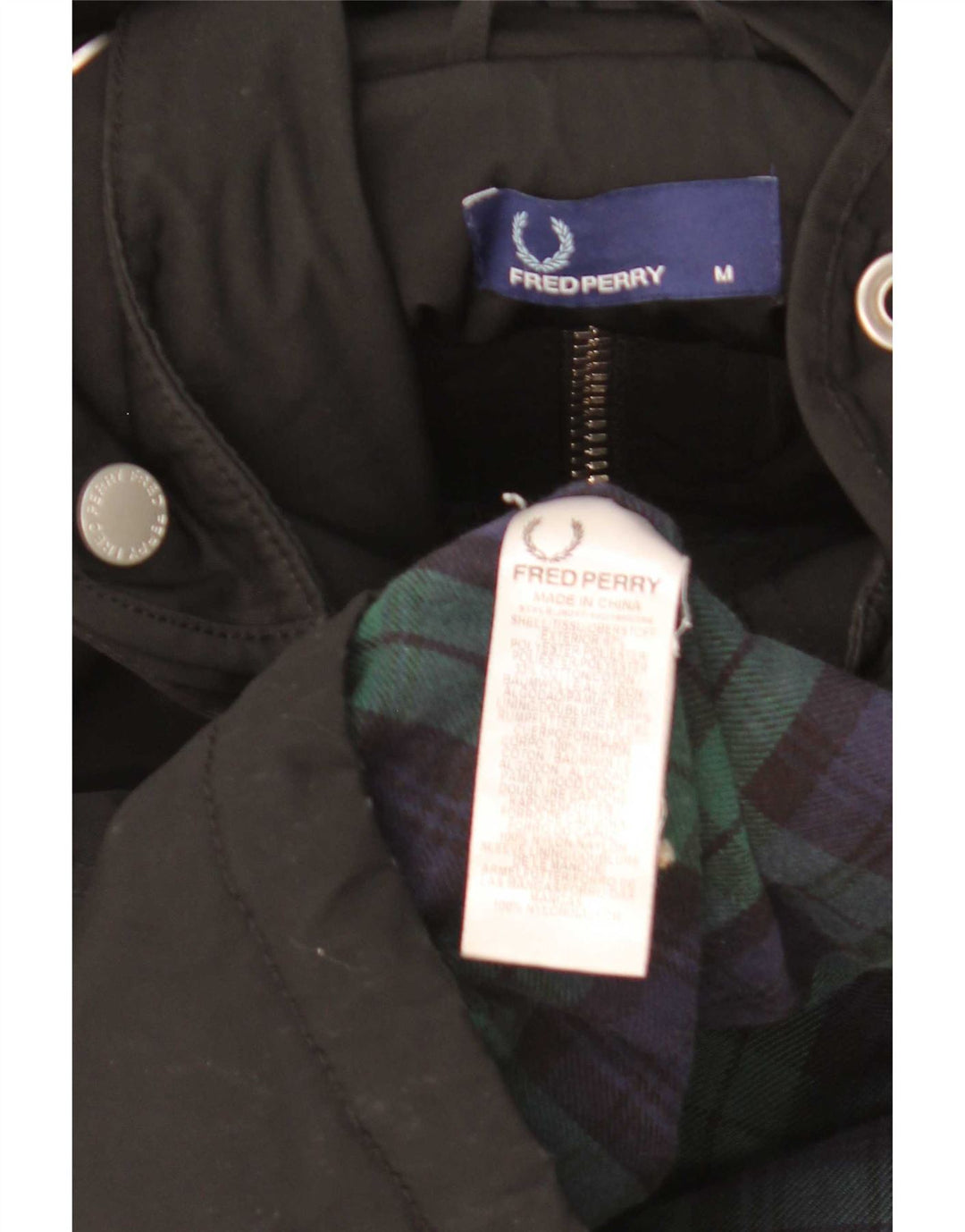 Giacca a vento con cappuccio da uomo Fred Perry UK 38 nylon nero medio