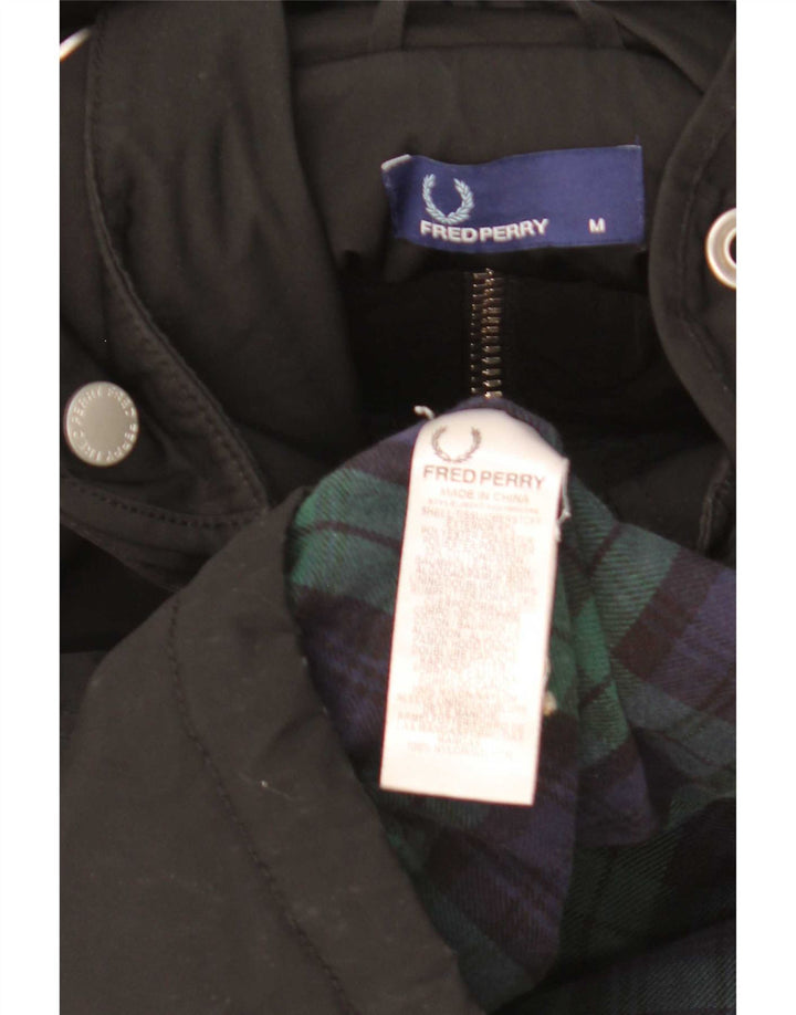 Giacca a vento con cappuccio da uomo Fred Perry UK 38 nylon nero medio