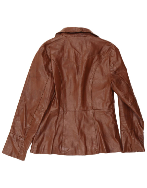 Giacca in pelle da donna vintage UK 12 in pelle marrone medio