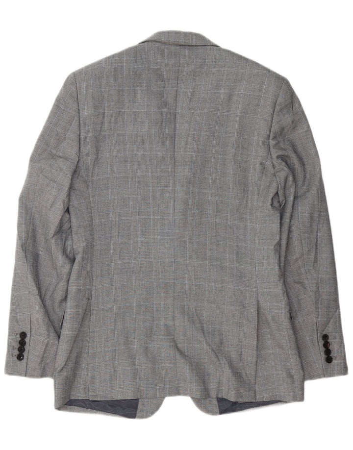 Giacca blazer da uomo a 1 bottone Reiss UK 36 piccolo quadretto grigio
