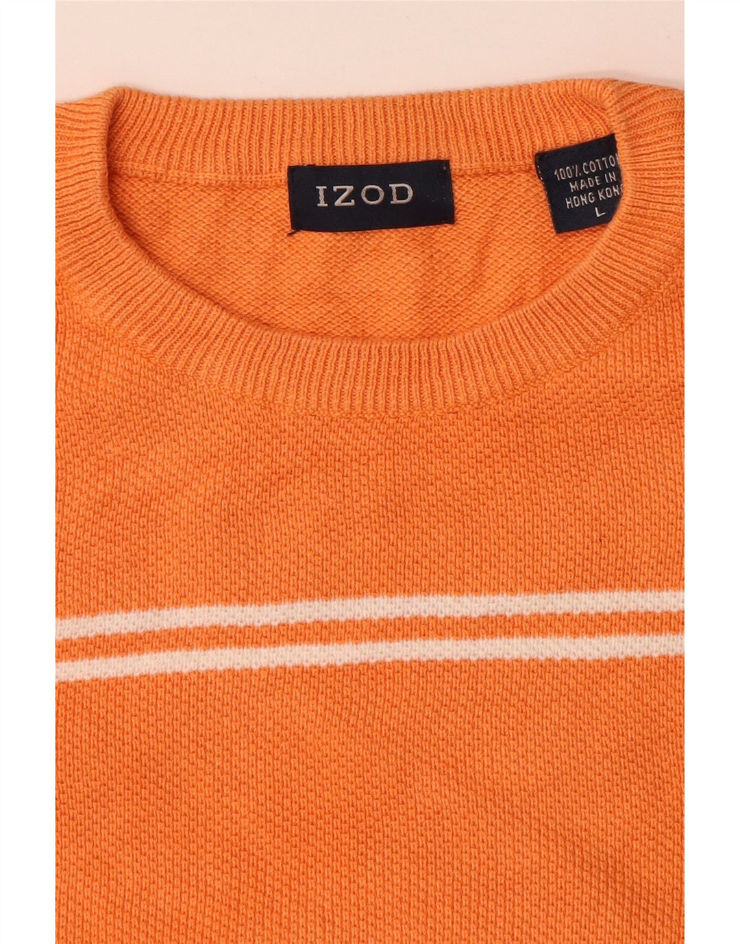 Maglione da uomo girocollo IZOD in cotone a righe grandi arancioni