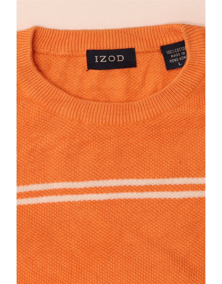 Maglione da uomo girocollo IZOD in cotone a righe grandi arancioni