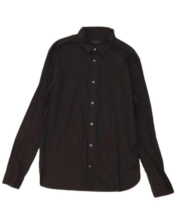 Camicia da uomo All Saints in cotone nero medio
