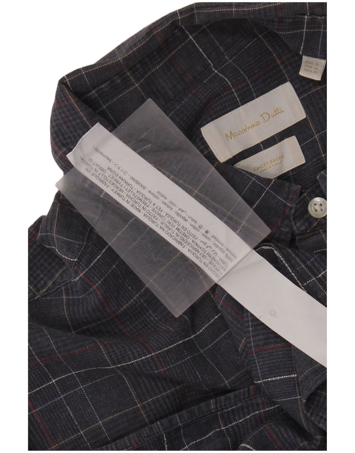 MASSIMO DUTTI Camicia da uomo XL in cotone pied de poule blu navy