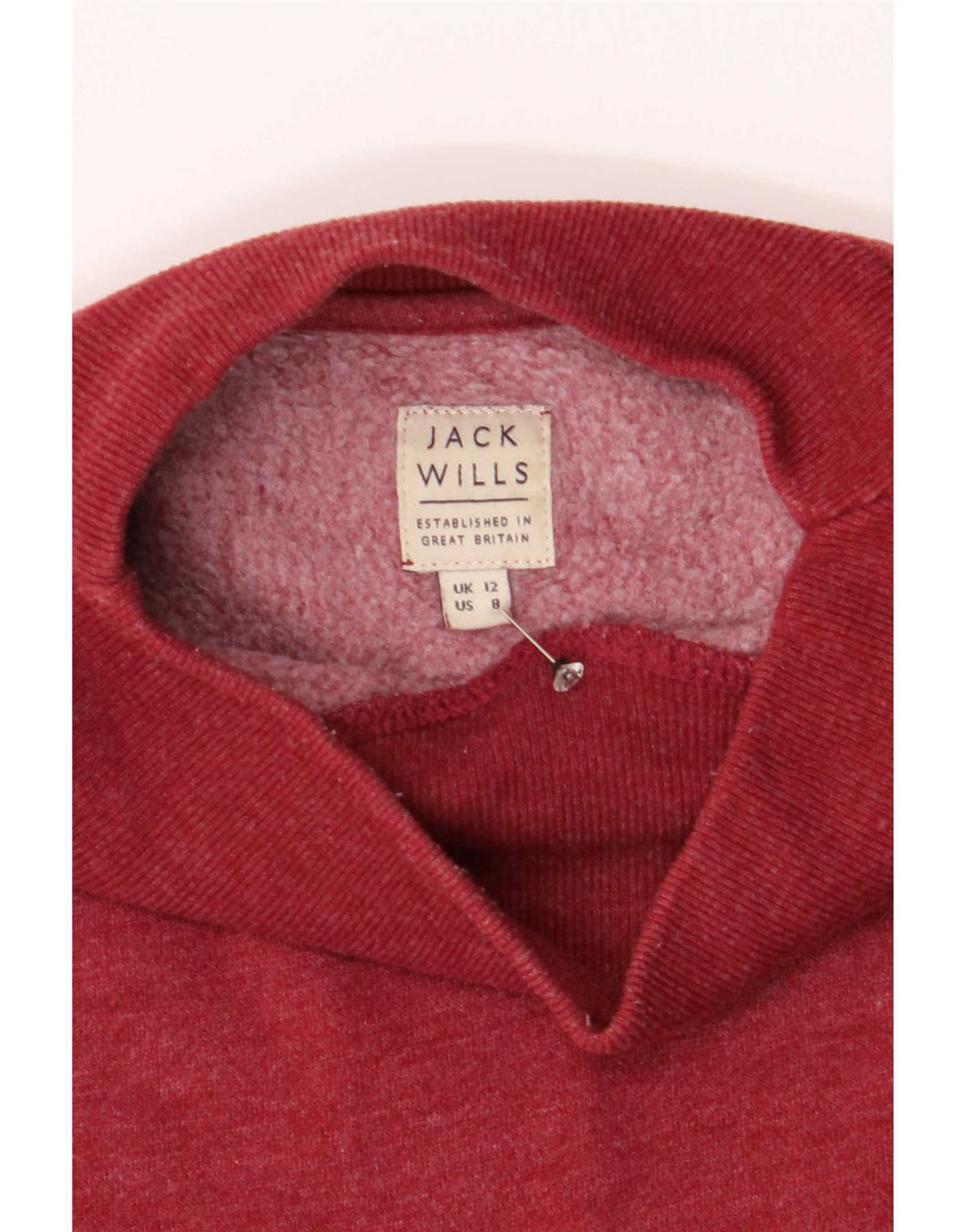 Felpa oversize da donna Jack Wills UK 12 cotone rosso medio