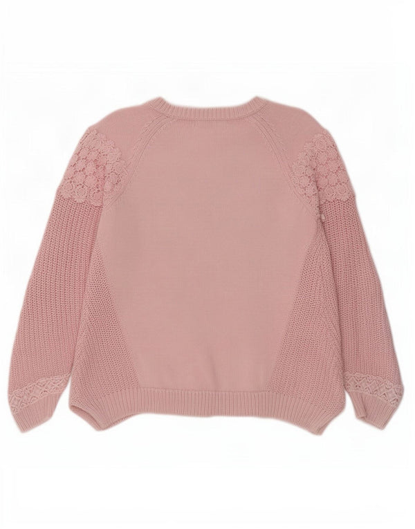 Maglione maglione con scollo a barca da donna Marks & Spencer UK 14 grande floreale rosa