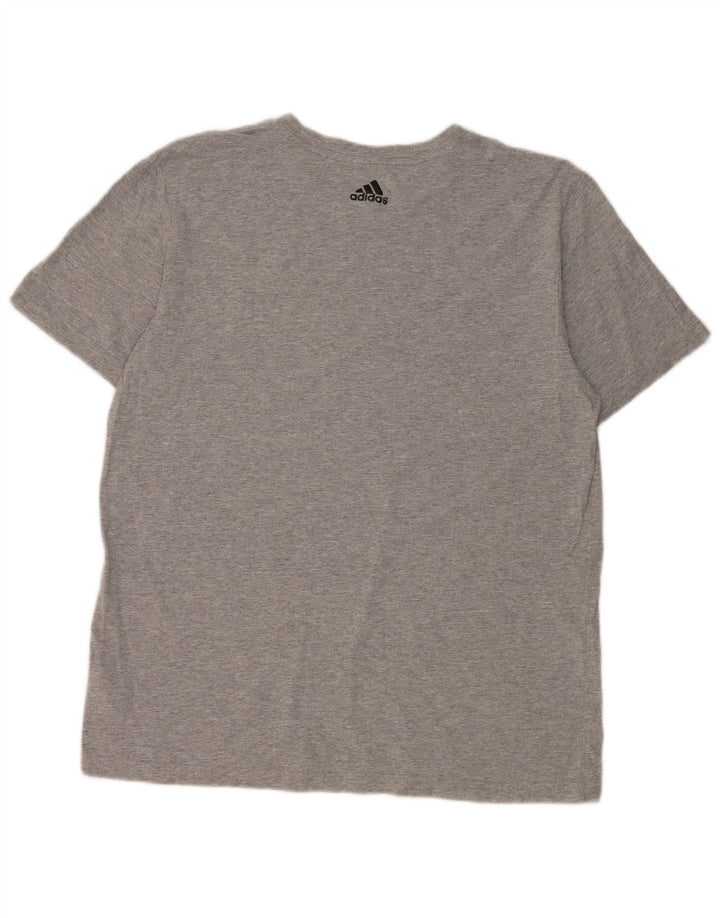 T-shirt grafica da uomo Adidas Top grande in cotone grigio