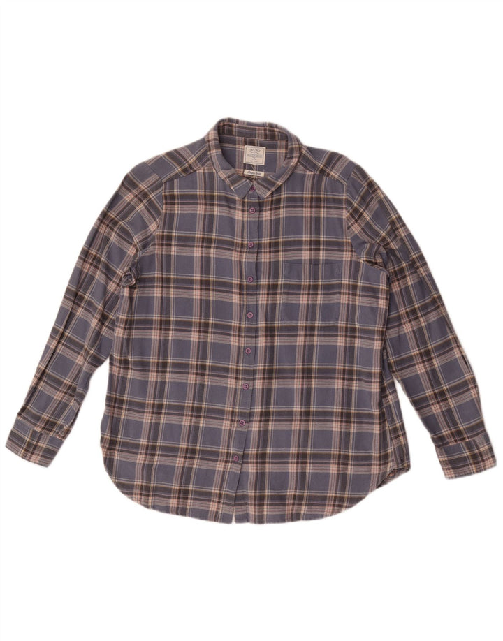 Camicia di flanella da donna Fat Face UK 12 Cotone a quadri blu medio