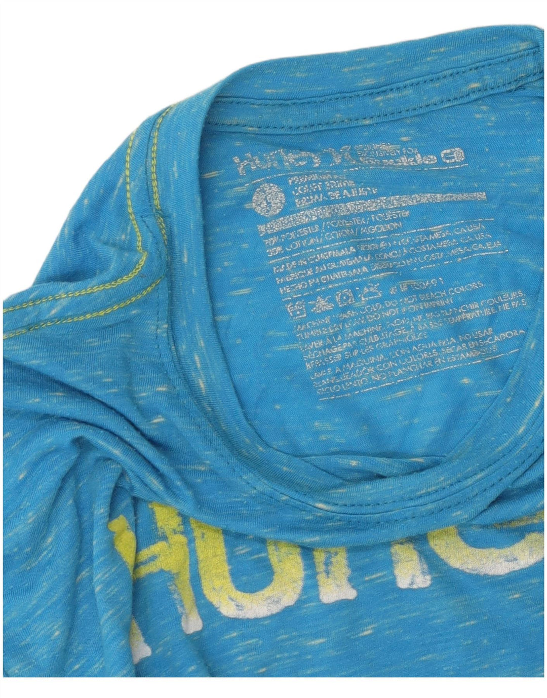 T-shirt grafica da uomo Hurley Top grande in cotone chiazzato blu