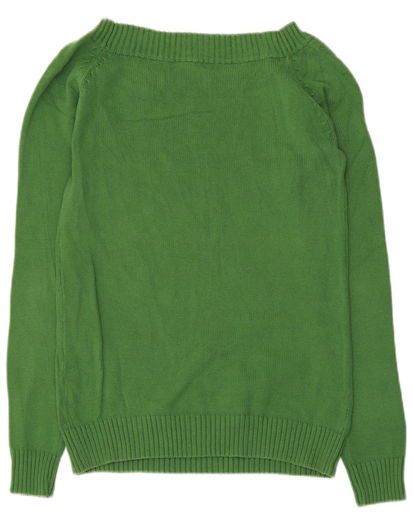 Maglione maglione con scollo a barca da donna Zara UK 14 grande cotone verde