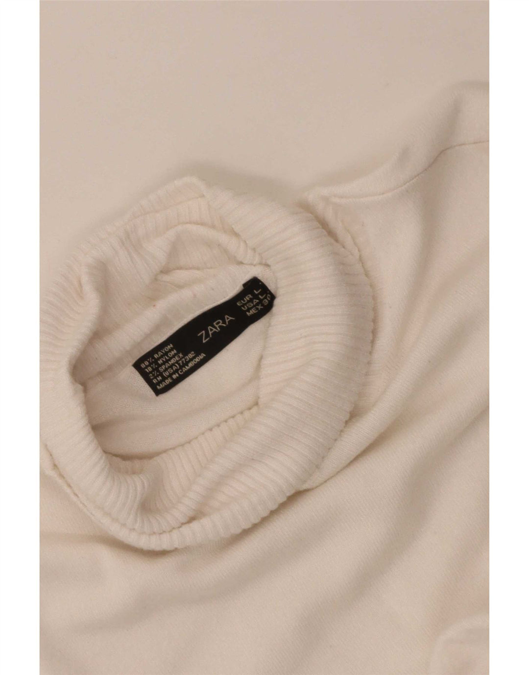 Maglione maglione a collo alto da donna Zara UK 14 grande rayon bianco