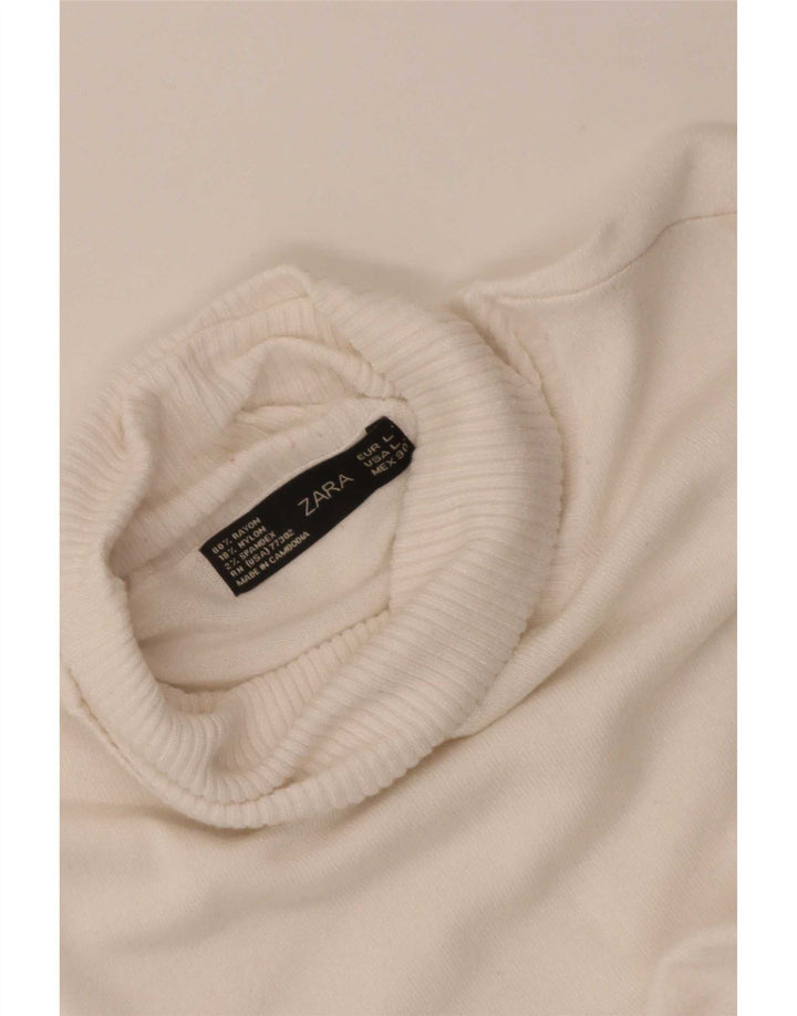 Maglione maglione a collo alto da donna Zara UK 14 grande rayon bianco