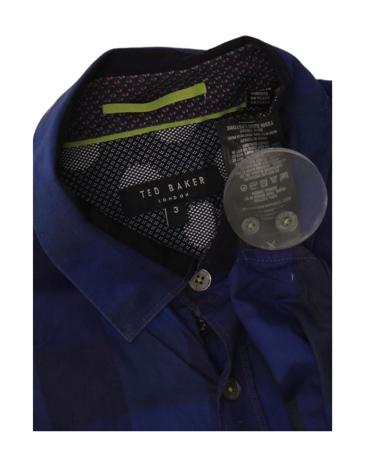 Ted Baker Camicia da uomo Taglia 3 Cotone a quadretti blu medio