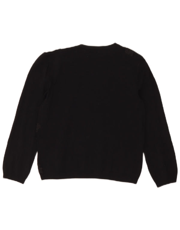 Maglione corto con scollo a barca da donna Zara UK 12 Viscosa floreale nera media
