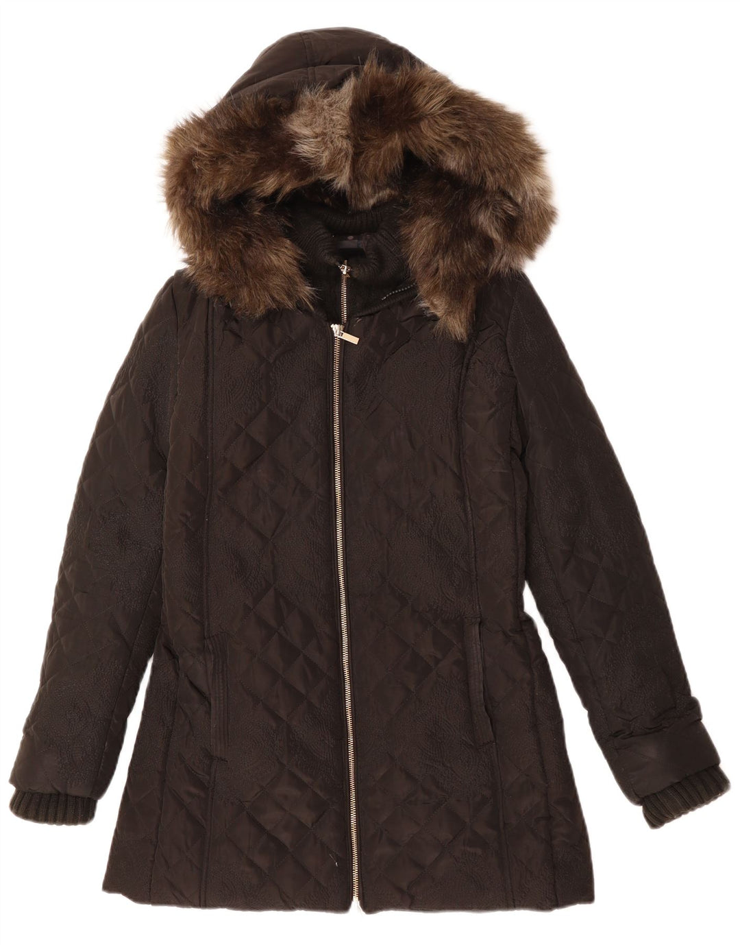 DESIGUAL Giacca imbottita trapuntata con cappuccio da donna EU 38 Medium Black Paisley