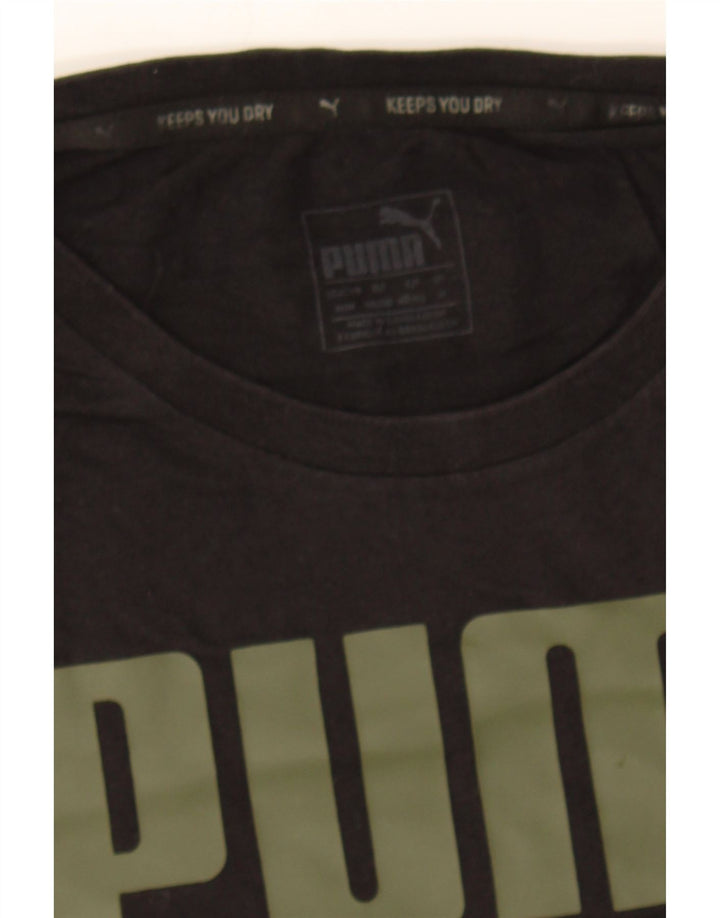 PUMA Mens Graphic T-Shirt Top Medium Black Colourblock Cotton Vintage Puma and Second-Hand Puma from Messina Hembry 