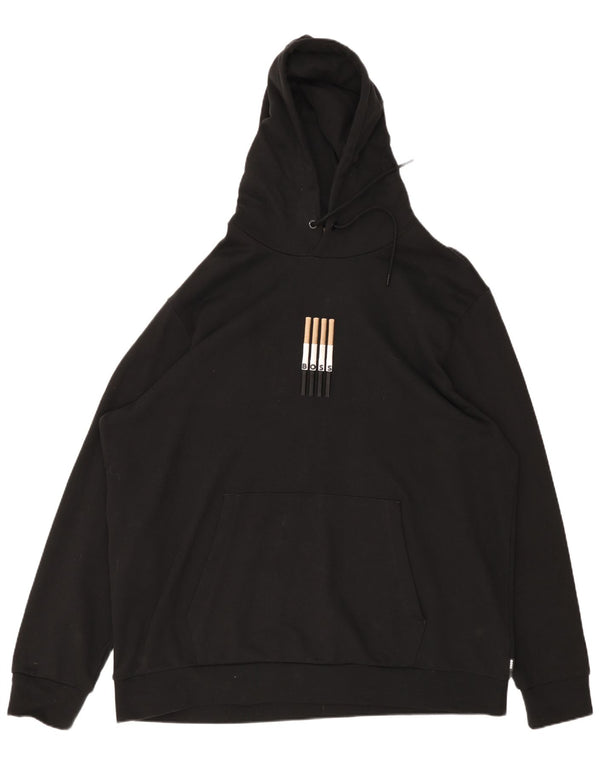 Felpa con cappuccio grafica da uomo Hugo Boss 4XL cotone nero