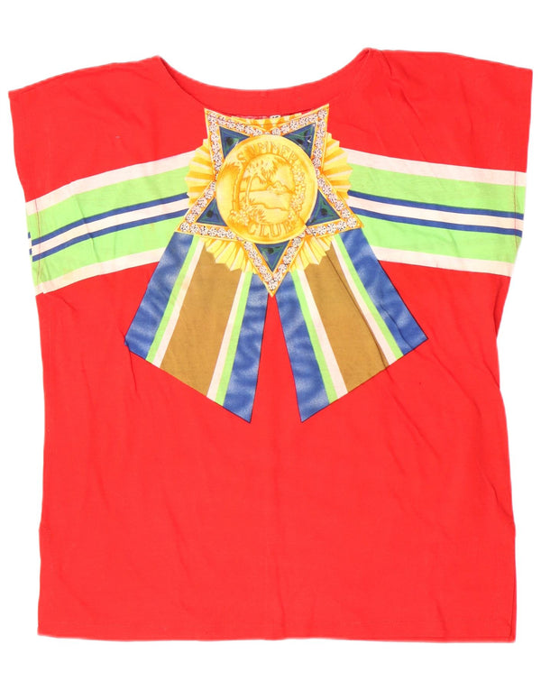 T-shirt grafica da donna vintage Top IT 46 Festival a righe rosse grandi