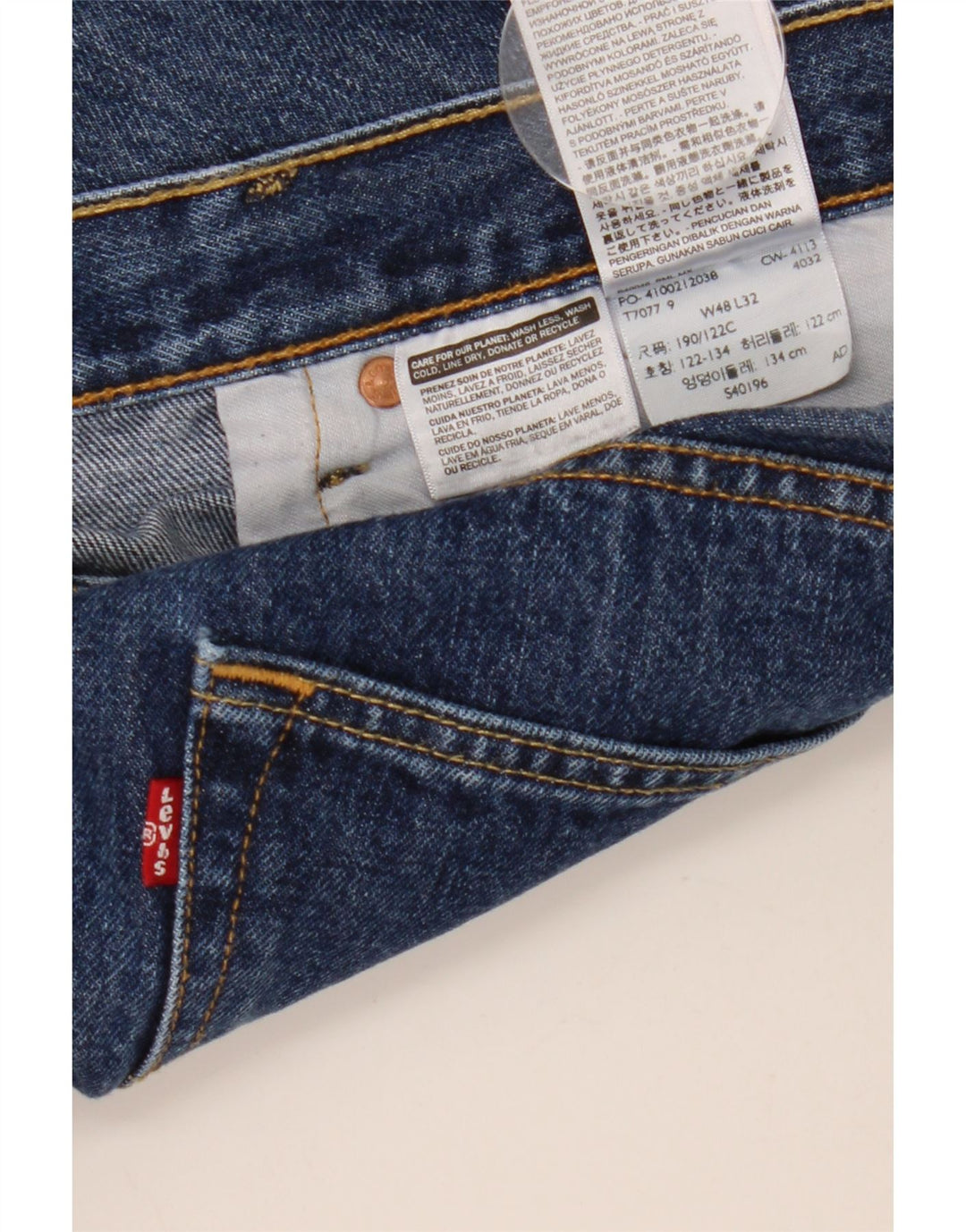 Jeans dritti da uomo Levi's W48 L32 in cotone blu