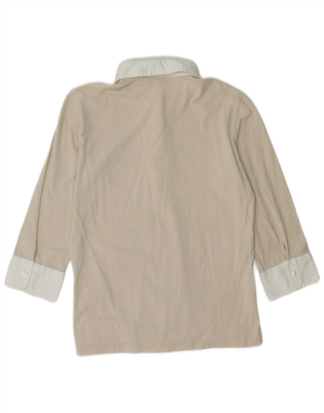 FRED PERRY Camicia pullover da donna con maniche a 3/4 UK 14 Large Beige Colourblock