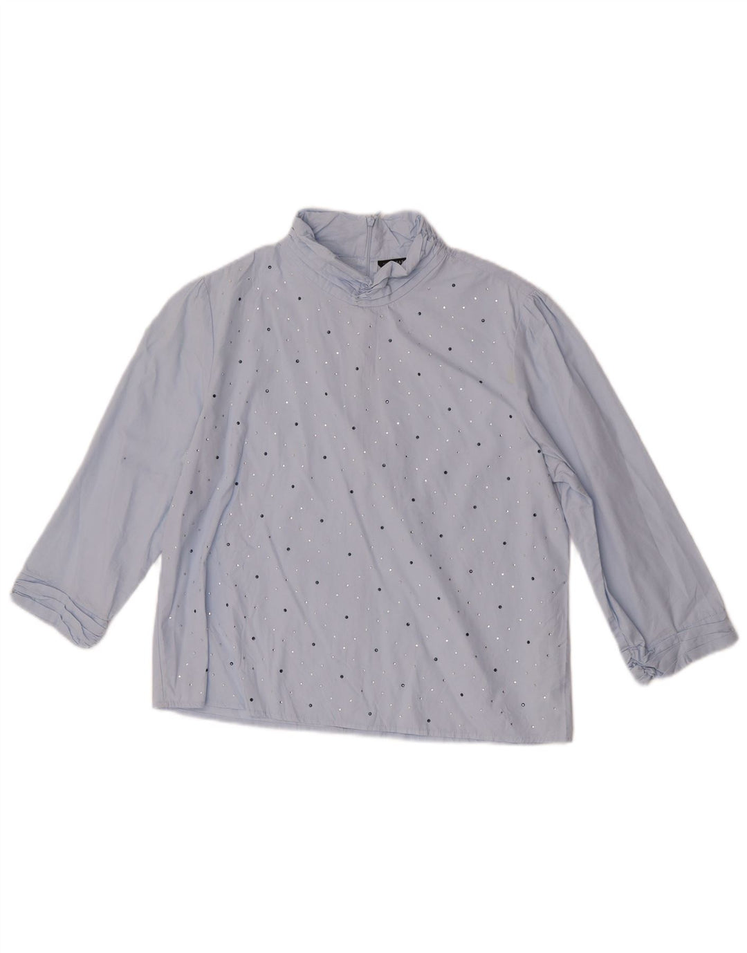 Top Zara da donna con maniche a 3/4, taglia UK 14, cotone blu medio