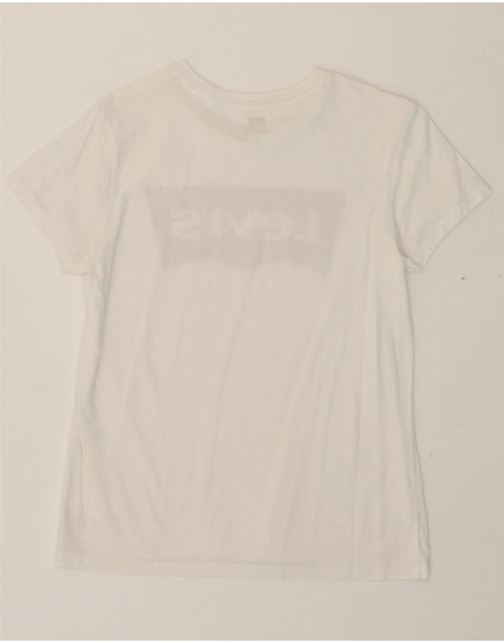LEVI'S Womens Graphic T-Shirt Top UK 12 Medium White Cotton Vintage Levi's and Second-Hand Levi's from Messina Hembry 