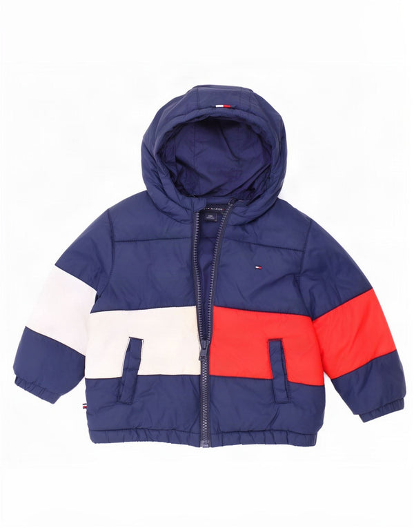 Tommy Hilfiger Baby Boys Padded Jacket 12-18 Months Navy Blue Colourblock