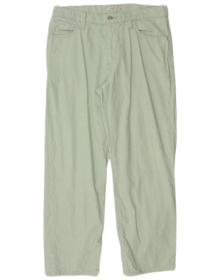 LEVI'S Pantaloni larghi da uomo in velluto a coste larghi W32 L30 in cotone verde