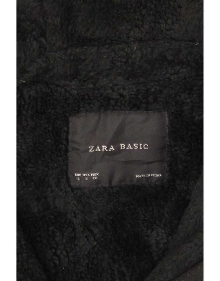 Giacca Sherpa oversize con cappuccio da donna Zara UK 10 piccola lana grigia