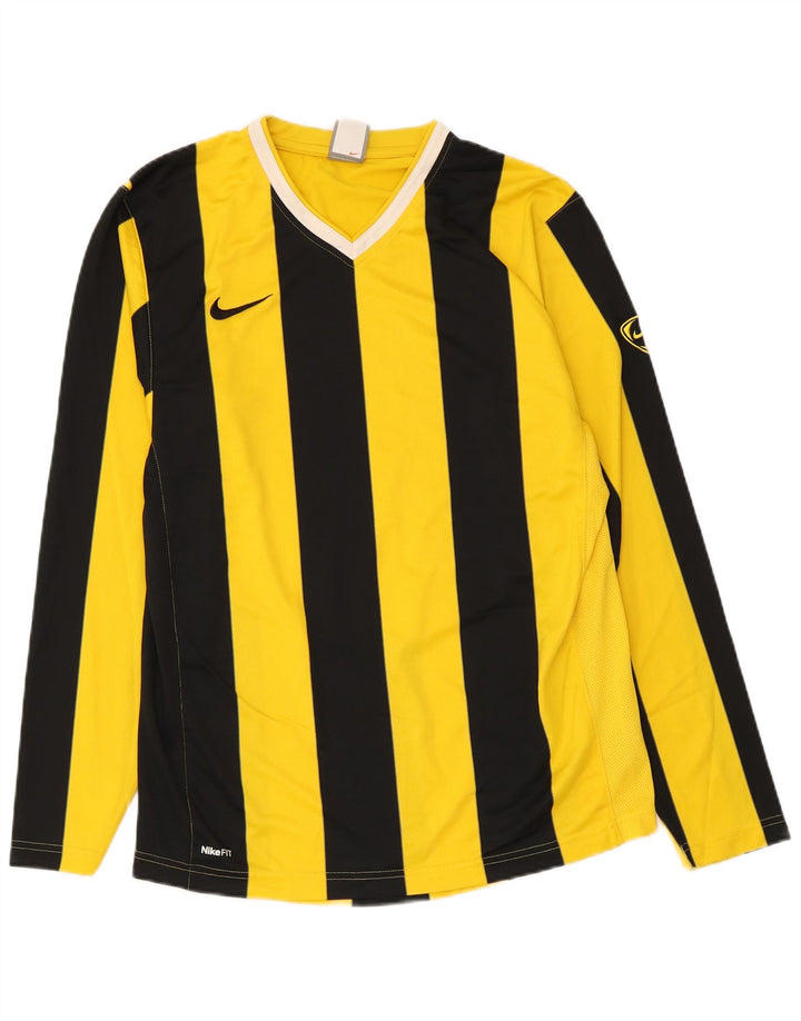 Nike Top da uomo a maniche lunghe UK 39/41 Poliestere a righe gialle medie