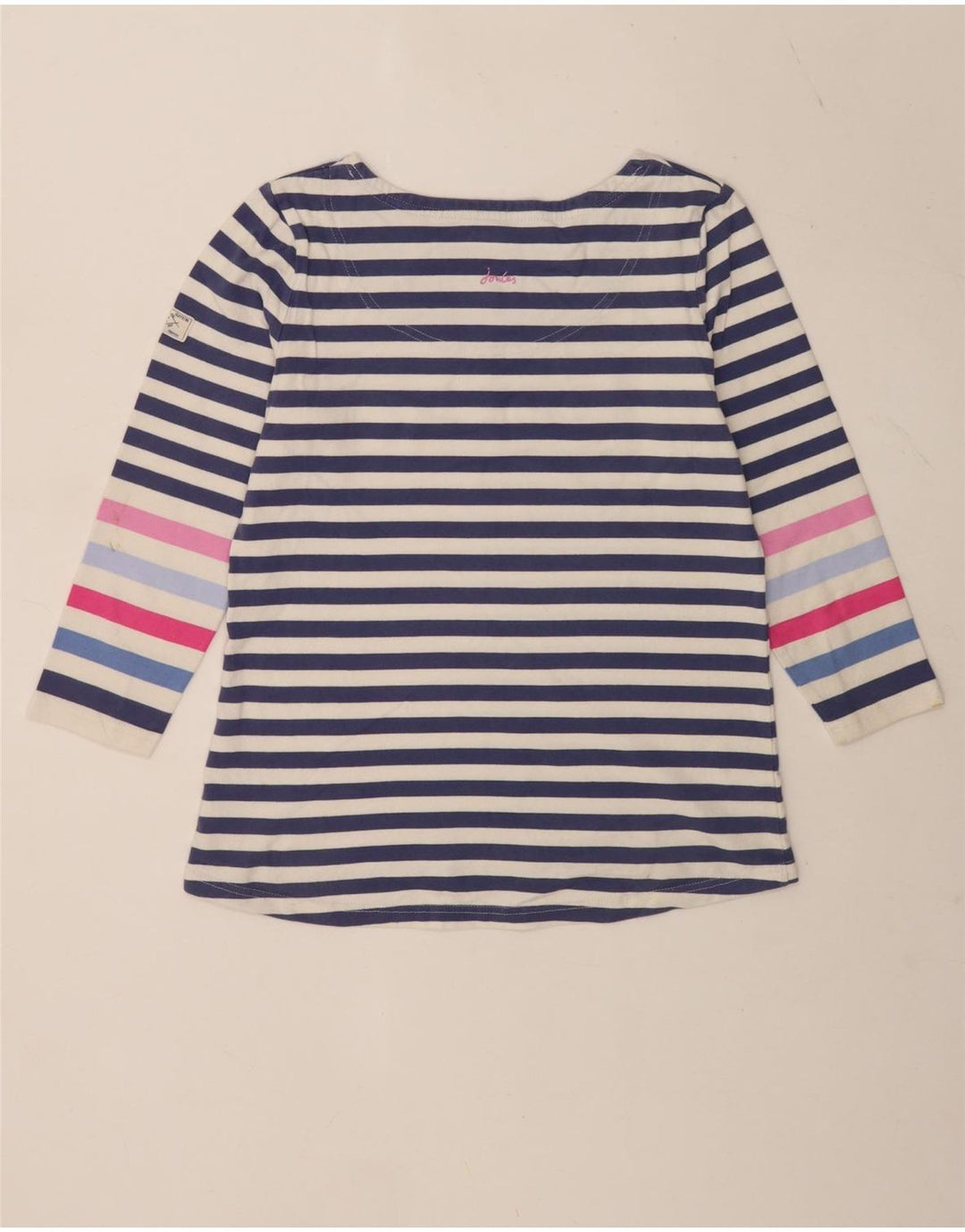 Joules Maglia regolare da donna con maniche a 3/4 UK 12 Cotone a righe blu medio