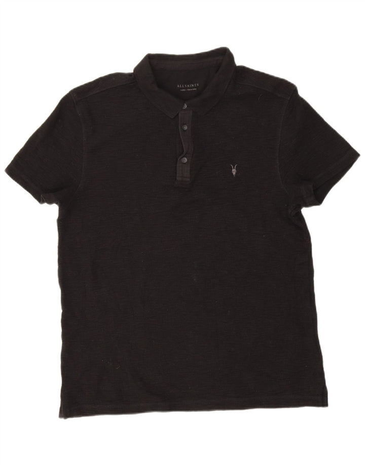 Polo da uomo All Saints grande in cotone nero
