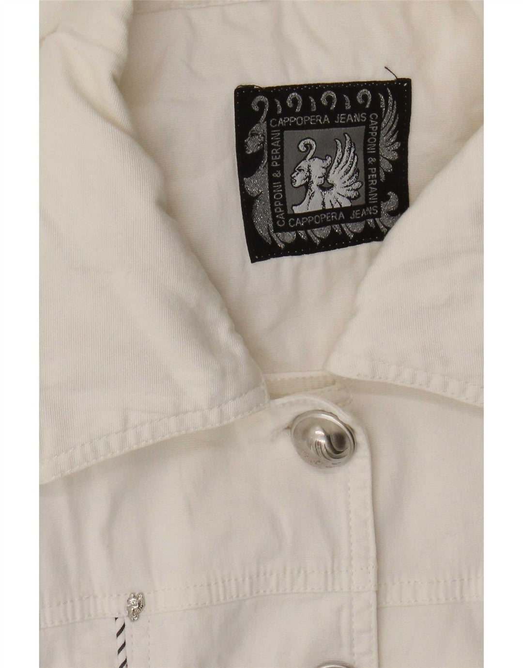 Giacca in denim da donna Cappopera UK 12 medio bianco