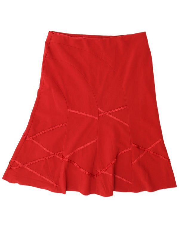 Gonna a trapezio da donna Marks & Spencer UK 18 XL W38 poliestere rosso